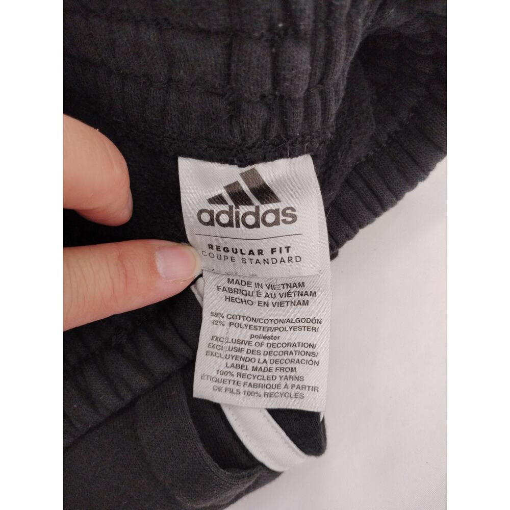 Adidas Black Sweat Pants White Stripe Jogger Regular Fit Medium 10/12 - Picture 4 of 6